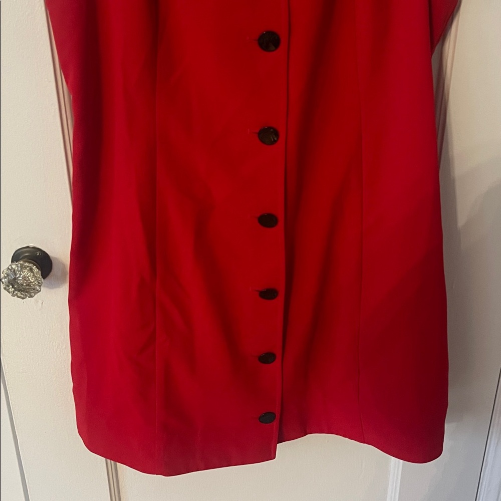 NWT Ganni Twill Mini Elegant Red Button-Down Dresa - Picture 8 of 13